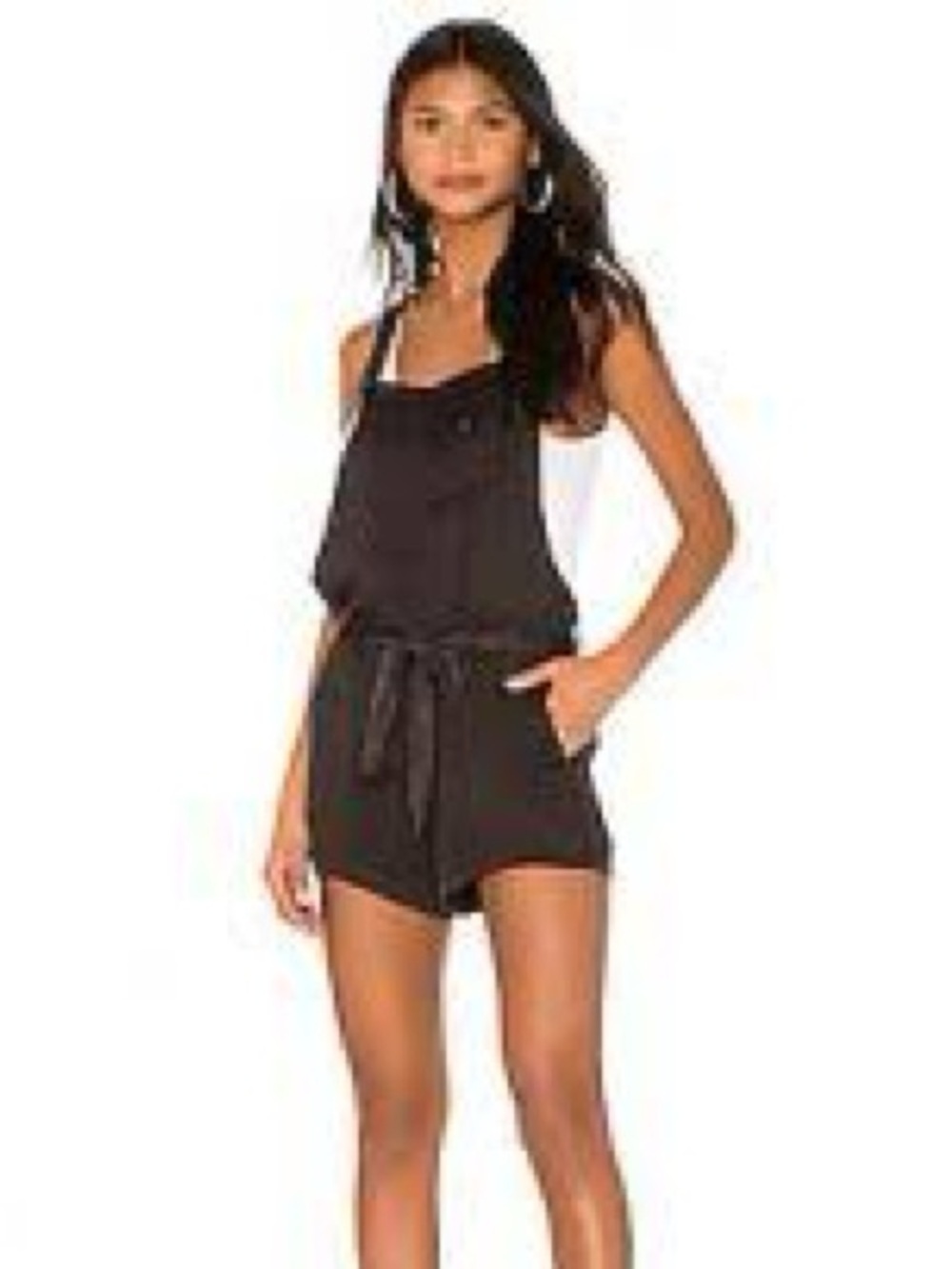 Chaser for REVOLVE Flouncy Shortalls Black Cloud Wash Tie Waist Romper NWT S